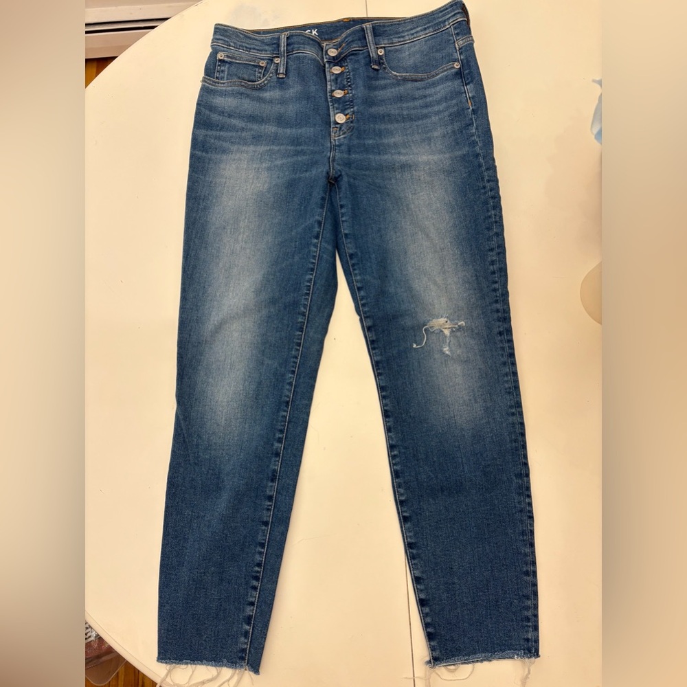 J.Crew 9" high-rise toothpick jean in Hartley wash
